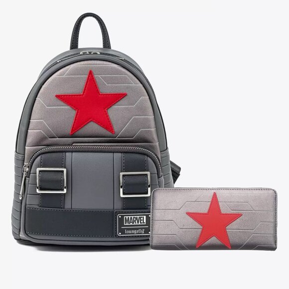 Loungefly Handbags - Loungefly Marvel Winter Soldier Mini Backpack and Wallet Set NWT